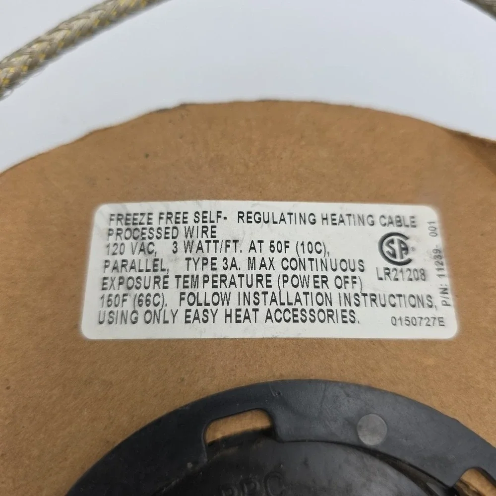 Easy Heat 2102 Freeze Free 120v Self-Regulating Metal Pipe Heating Cable 30 Ft
